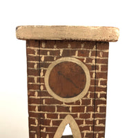 Great Old Scratch Made Crate Wood Folk Art Painted Brick Church