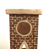 Great Old Scratch Made Crate Wood Folk Art Painted Brick Church