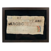 Sweet, Small Antique Alphabet Sampler with Flamestitch Practice