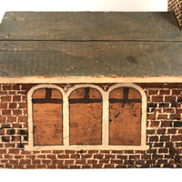 Great Old Scratch Made Crate Wood Folk Art Painted Brick Church