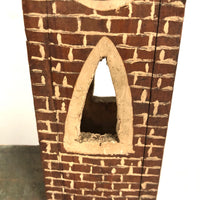 Great Old Scratch Made Crate Wood Folk Art Painted Brick Church