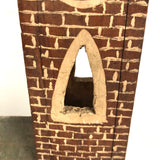 Great Old Scratch Made Crate Wood Folk Art Painted Brick Church