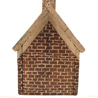 Great Old Scratch Made Crate Wood Folk Art Painted Brick Church