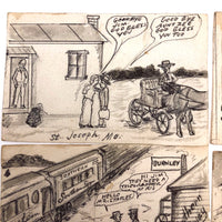 Life of Jim Stubbs, 8 Sequential Narrative Drawings, Missouri to Virginia, early 1900s