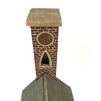 Great Old Scratch Made Crate Wood Folk Art Painted Brick Church