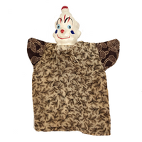 Japanese Clown Papier Mache and Cloth Vintage Hand Puppet