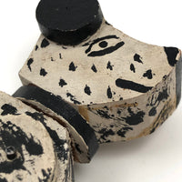 Cheerful Black and White Spotted, Jointed Folk Art Dog with Third Eye!