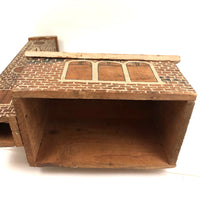 Great Old Scratch Made Crate Wood Folk Art Painted Brick Church