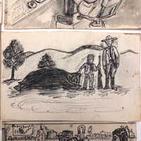 Life of Jim Stubbs, 8 Sequential Narrative Drawings, Missouri to Virginia, early 1900s