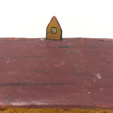 Mustard Yellow and Brick Red Salt Box Style Little Wooden House