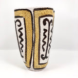 Mid-Century White, Mustard and Brown Italian Pottery Vase with Undulating Form