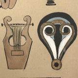 Grecian Historic Ornament Gouache on Board Student Painting c.1918