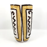 Mid-Century White, Mustard and Brown Italian Pottery Vase with Undulating Form