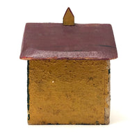 Mustard Yellow and Brick Red Salt Box Style Little Wooden House