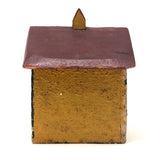 Mustard Yellow and Brick Red Salt Box Style Little Wooden House