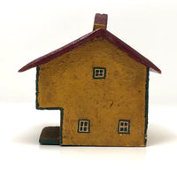 Mustard Yellow and Brick Red Salt Box Style Little Wooden House