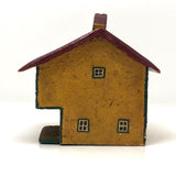 Mustard Yellow and Brick Red Salt Box Style Little Wooden House