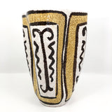 Mid-Century White, Mustard and Brown Italian Pottery Vase with Undulating Form