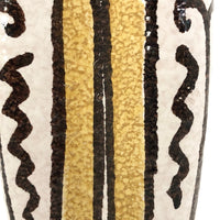 Mid-Century White, Mustard and Brown Italian Pottery Vase with Undulating Form