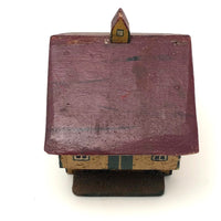 Mustard Yellow and Brick Red Salt Box Style Little Wooden House