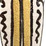 Mid-Century White, Mustard and Brown Italian Pottery Vase with Undulating Form