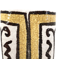 Mid-Century White, Mustard and Brown Italian Pottery Vase with Undulating Form