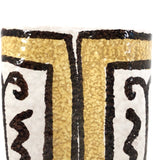 Mid-Century White, Mustard and Brown Italian Pottery Vase with Undulating Form