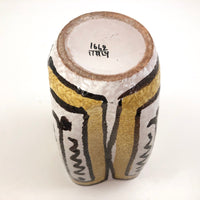 Mid-Century White, Mustard and Brown Italian Pottery Vase with Undulating Form