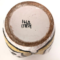 Mid-Century White, Mustard and Brown Italian Pottery Vase with Undulating Form