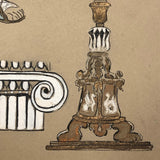 History of Roman Ornament Gouache on Board Student Painting c. 1918