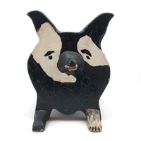 Fabulous Folk Art Black and White Doggy Foot Stool