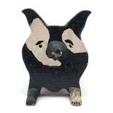Fabulous Folk Art Black and White Doggy Foot Stool
