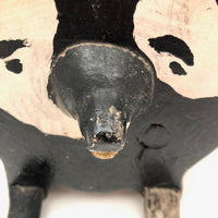 Fabulous Folk Art Black and White Doggy Foot Stool