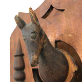 Wonderful Old Folk Art Wall Box with Carved Horse Head
