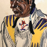 Chief of the Blood Indians, Wonderful Small Ink and Watercolor Portrait