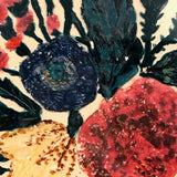 Wonderful Antique Folk Art Reverse Glass Painting of Flowers