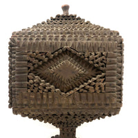 A.L's Marvelous Old Chip Carved Tramp Art Pedestal Box