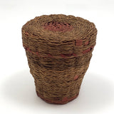 Small Wabanaki Sweetgrass and Dyed Ash Splint Lidded Basket with Cup