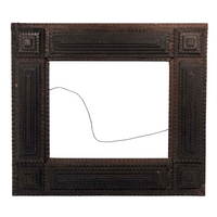 Nice Old Fat Chip Carved Tramp Art Frame with Glass