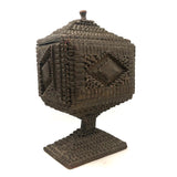 A.L's Marvelous Old Chip Carved Tramp Art Pedestal Box