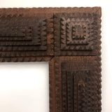 Nice Old Fat Chip Carved Tramp Art Frame with Glass