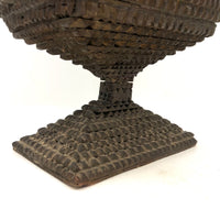 A.L's Marvelous Old Chip Carved Tramp Art Pedestal Box