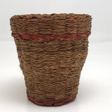 Small Wabanaki Sweetgrass and Dyed Ash Splint Lidded Basket with Cup