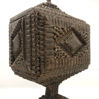 A.L's Marvelous Old Chip Carved Tramp Art Pedestal Box