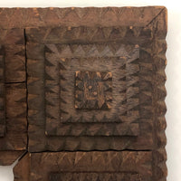 Nice Old Fat Chip Carved Tramp Art Frame with Glass