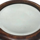 Lovely Antique Wood Framed Bevelled Glass Round Hand Mirror