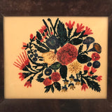 Wonderful Antique Folk Art Reverse Glass Painting of Flowers