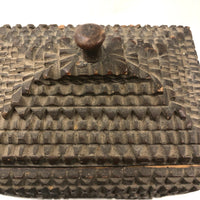 A.L's Marvelous Old Chip Carved Tramp Art Pedestal Box