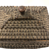 A.L's Marvelous Old Chip Carved Tramp Art Pedestal Box