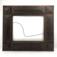 Nice Old Fat Chip Carved Tramp Art Frame with Glass